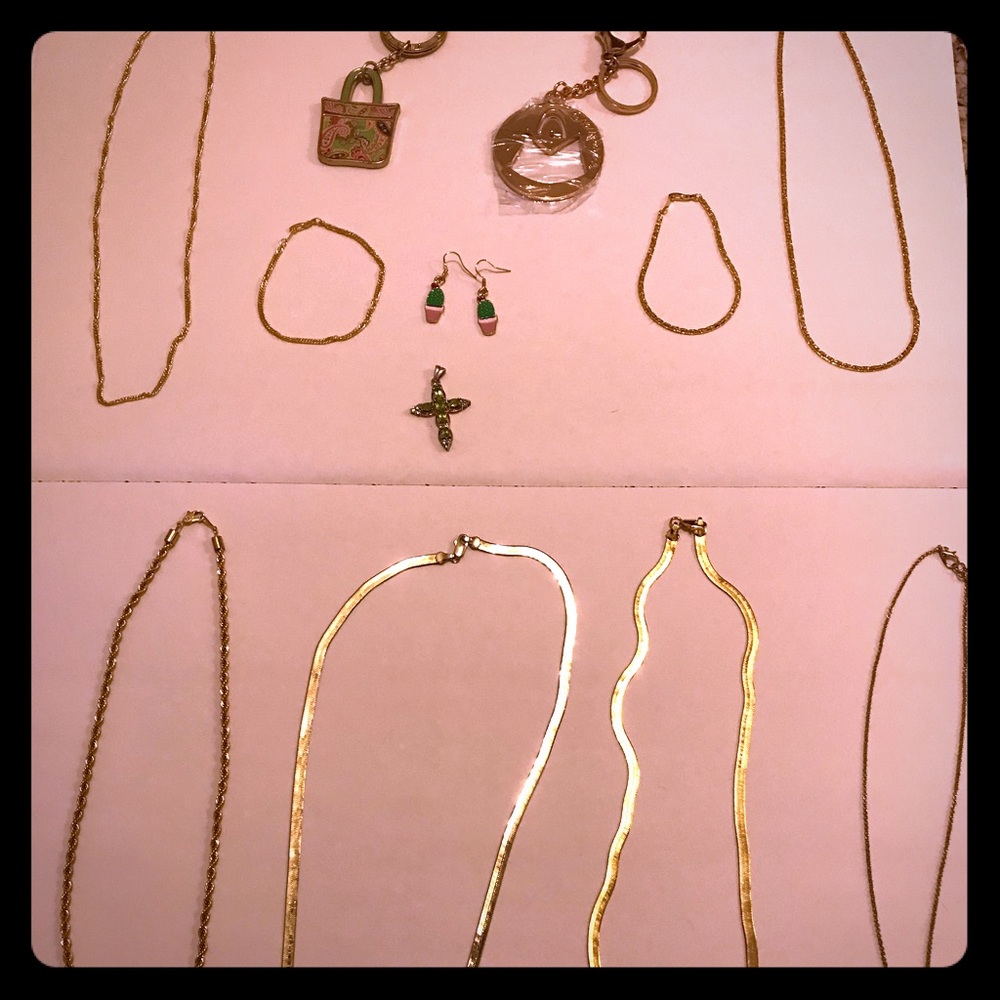 Lot Vera Bradley Keychain Necklace Bracelet Gold